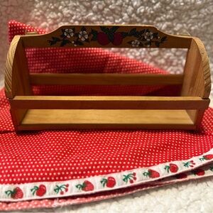 Wooden Basket with Strawberry Design